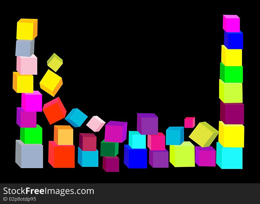 3d Composition Of Cubes. Vector Illustration.