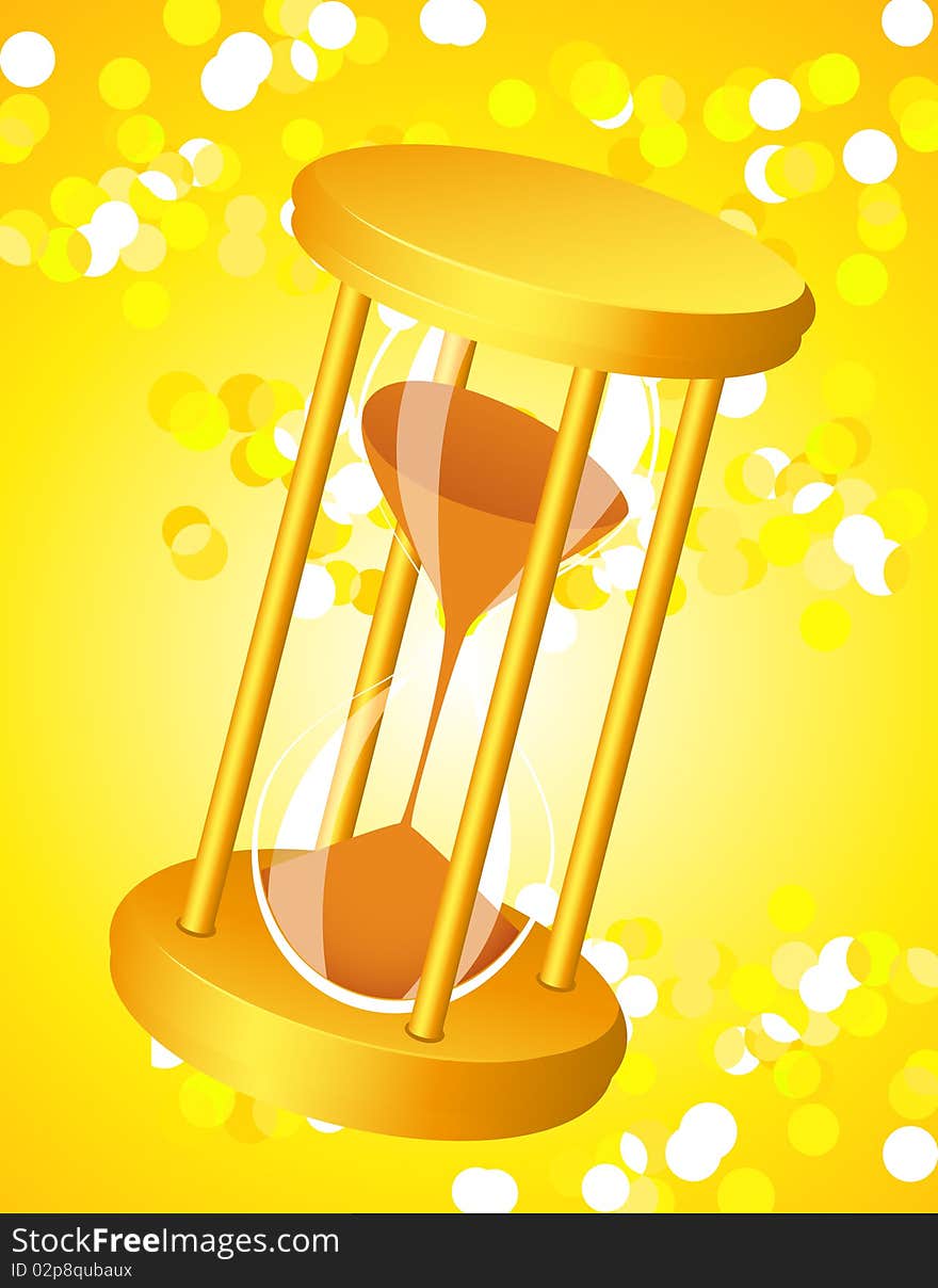 Sandglass on glare light background, illustration, AI file included