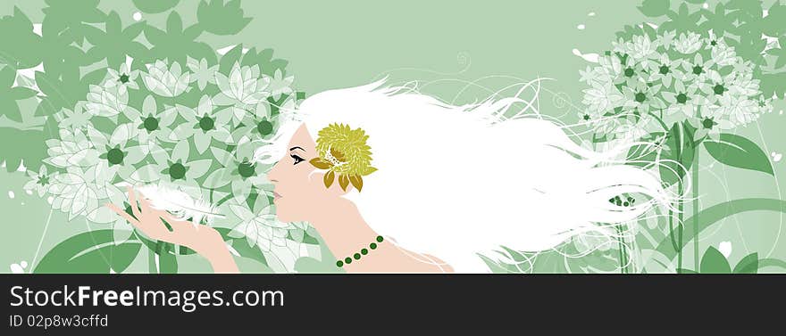 Beautiful woman with flower. All elements and textures are individual objects. Vector illustration scale to any size. Beautiful woman with flower. All elements and textures are individual objects. Vector illustration scale to any size.