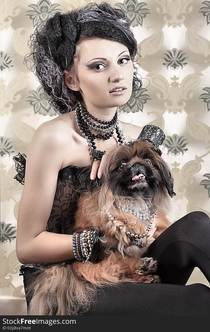 Model with a dog