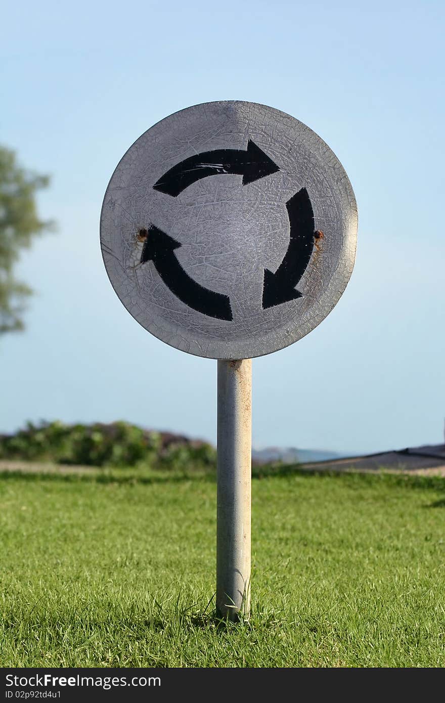 Old traffic sign On compasses