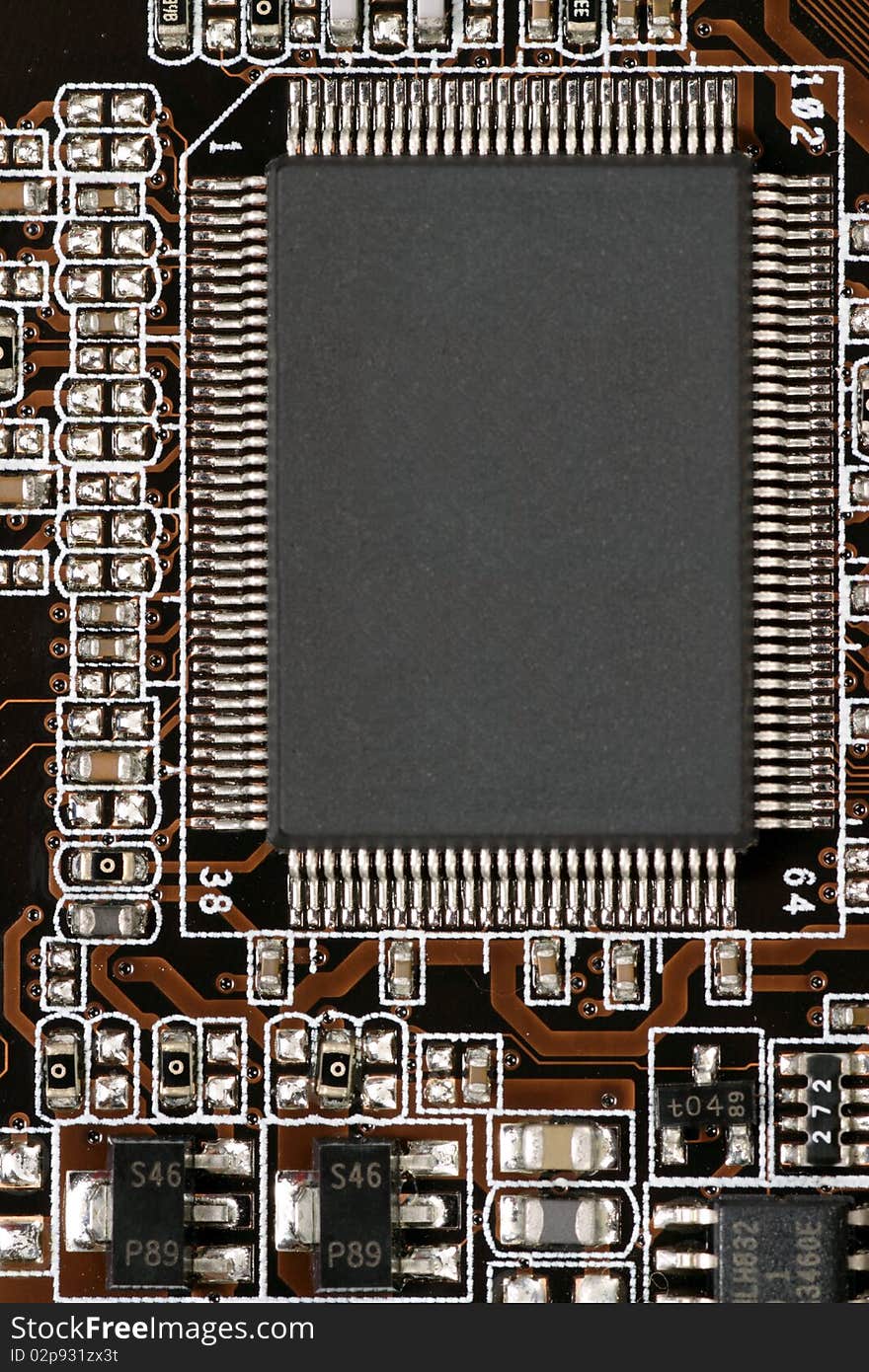 Circuit board with a computer chip