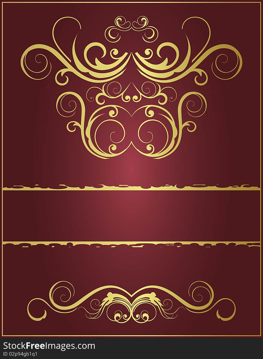 Background in retro style with gold design