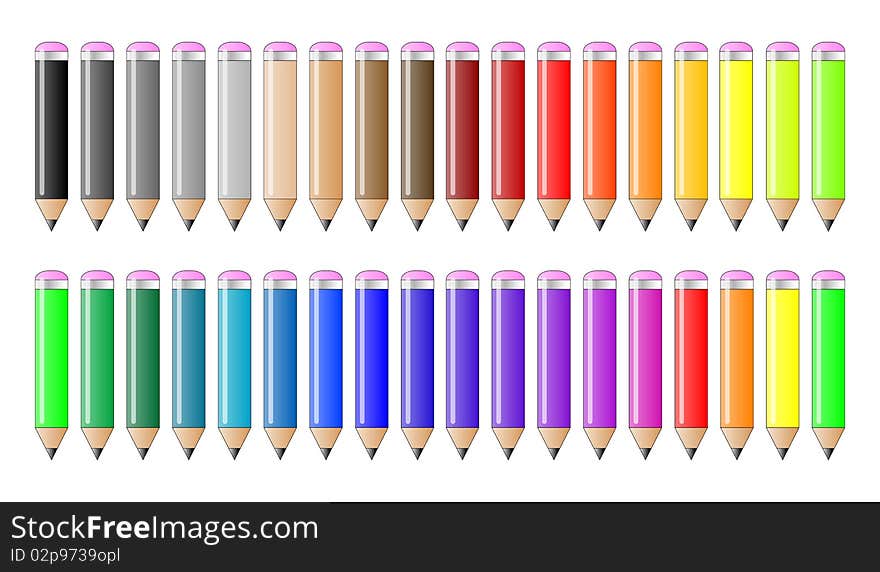 A set of colored pencils