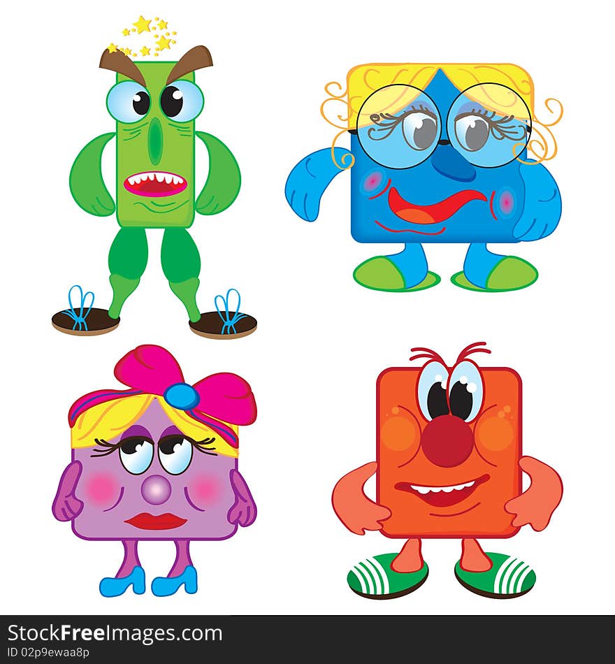 Color comic square people, family. Vector image. Color comic square people, family. Vector image.