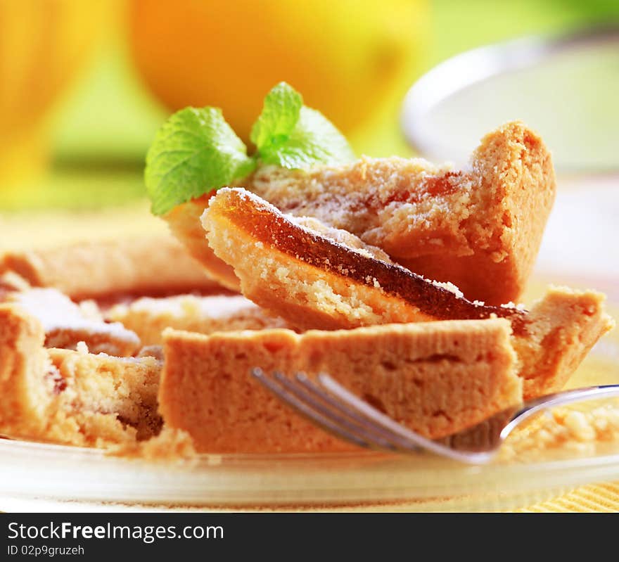 Slices of tart with jelly topping. Slices of tart with jelly topping