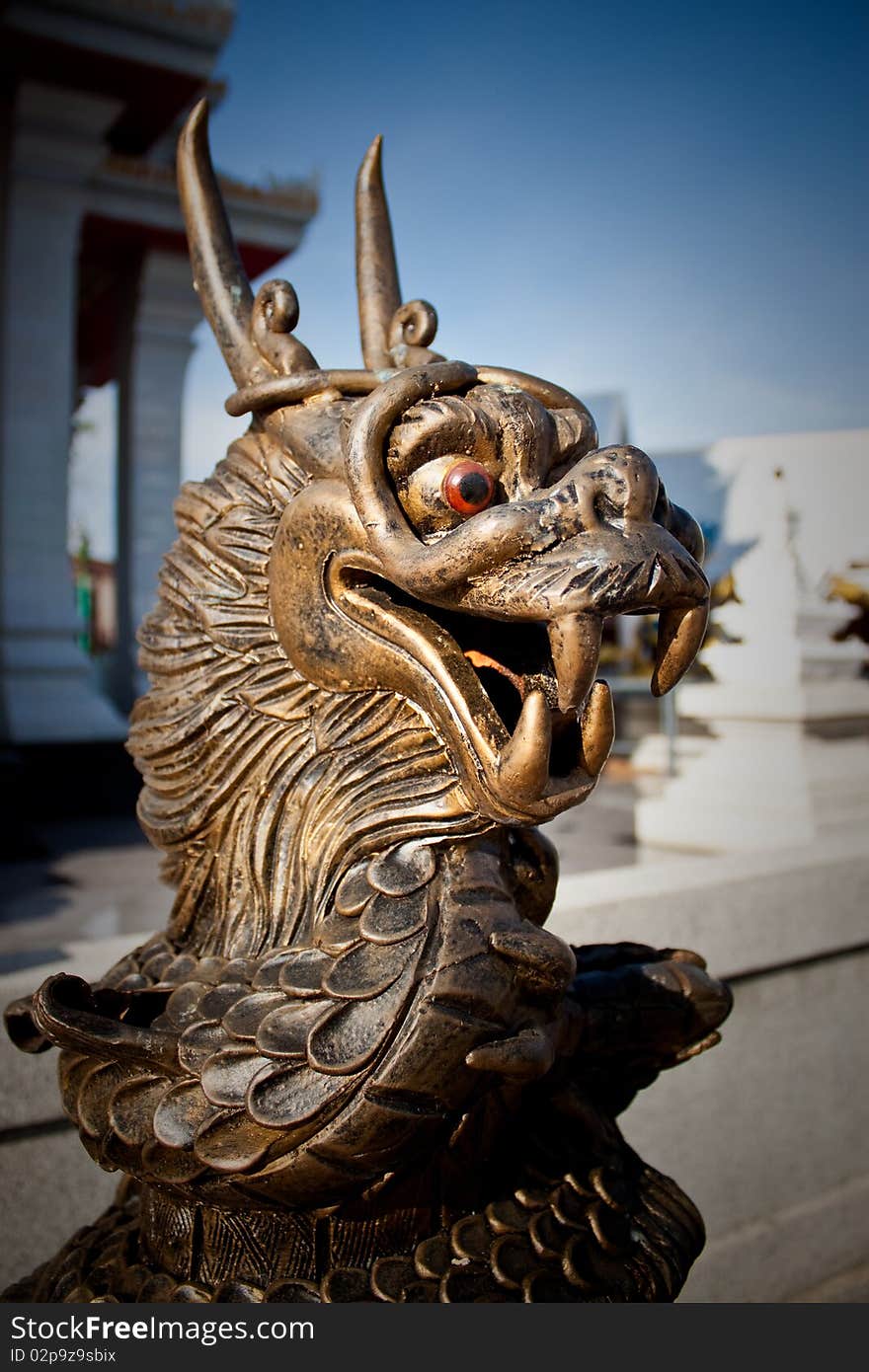 Dragon looks formidable in the area of Khon Kaen City Pillar Shrine, Thailand.