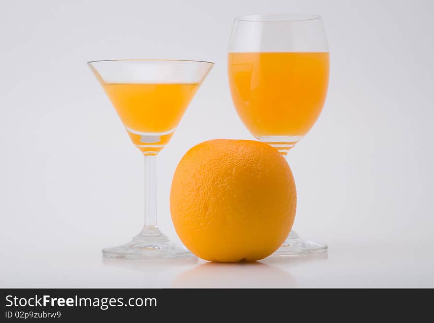 Orange juice on white background