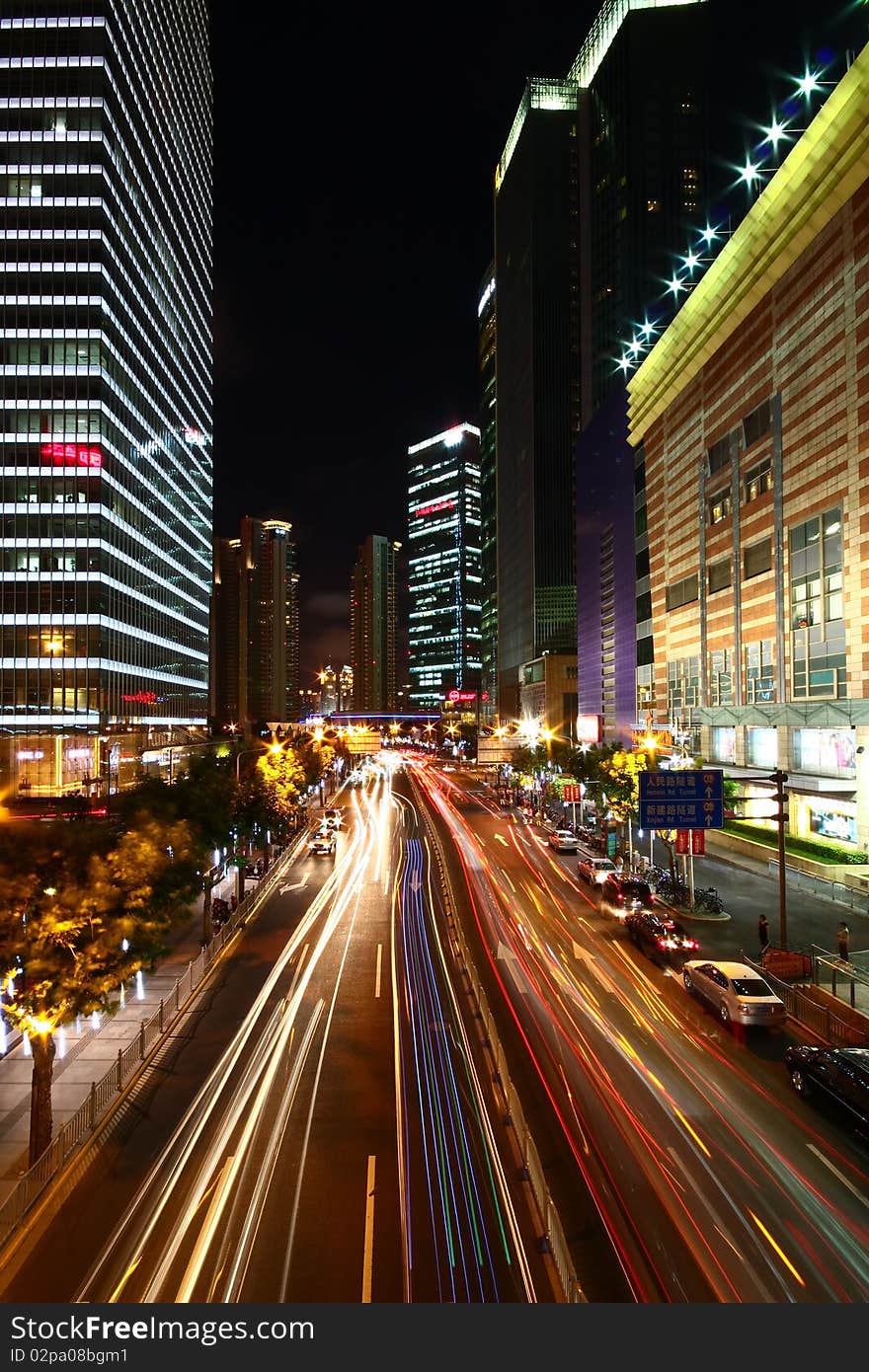 Nightview of Lu Jia Zui  in Shanghai. Nightview of Lu Jia Zui  in Shanghai