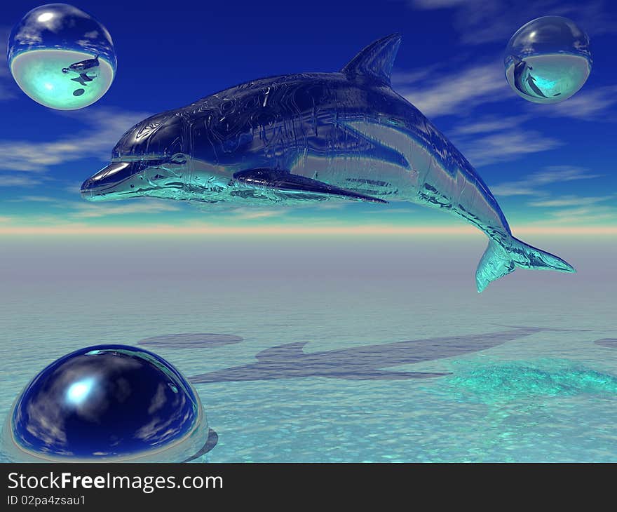 3D render of a metal bottlenose dolphin. 3D render of a metal bottlenose dolphin.