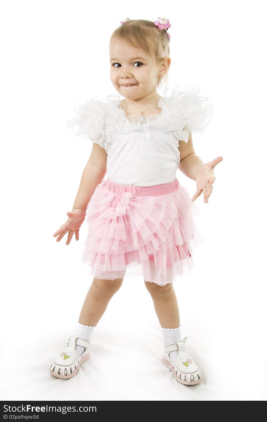 Portrait of  cheerful little girl isolated on white. Portrait of  cheerful little girl isolated on white.