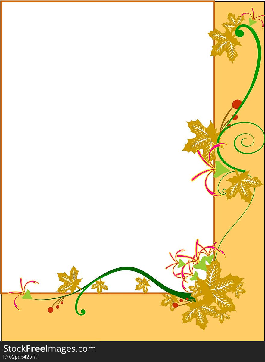 Flower frame with leaves,for your design, illustration