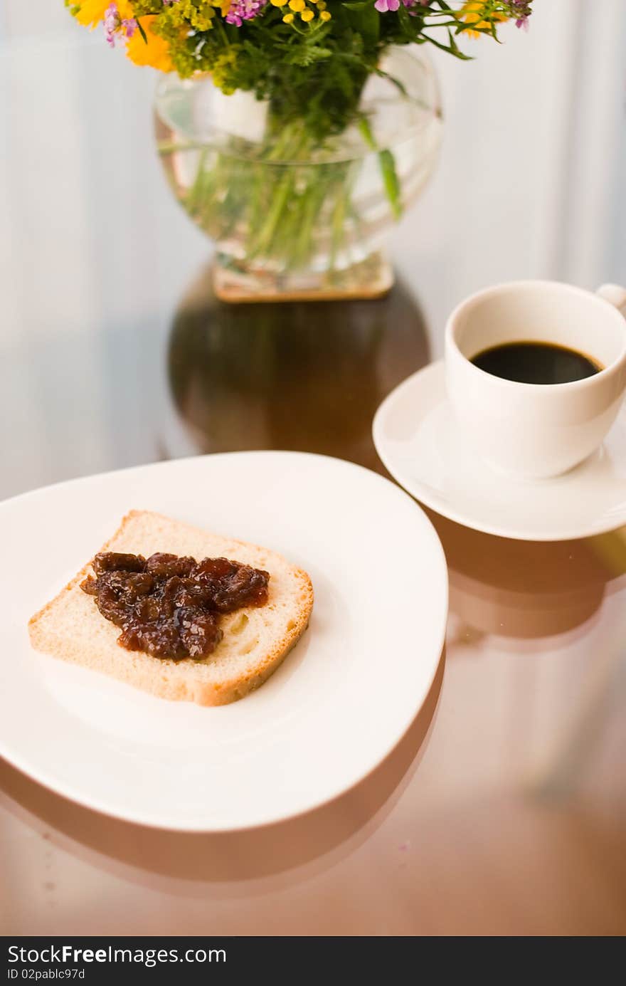 Romantic breakfast with coffee