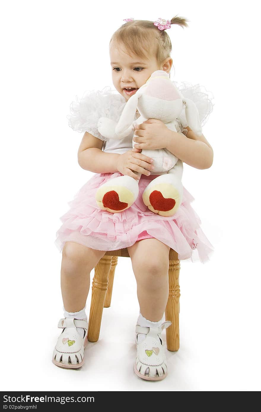 Portrait of  sitting little girl isolated on white. Portrait of  sitting little girl isolated on white.