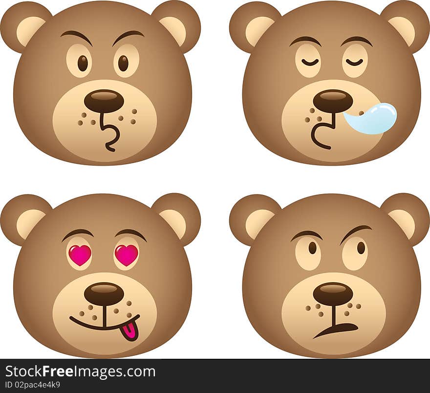 4 different expression of cartoon bear. 4 different expression of cartoon bear