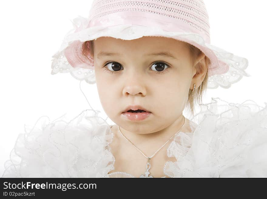 Portrait of little girl isolated on white. Portrait of little girl isolated on white.