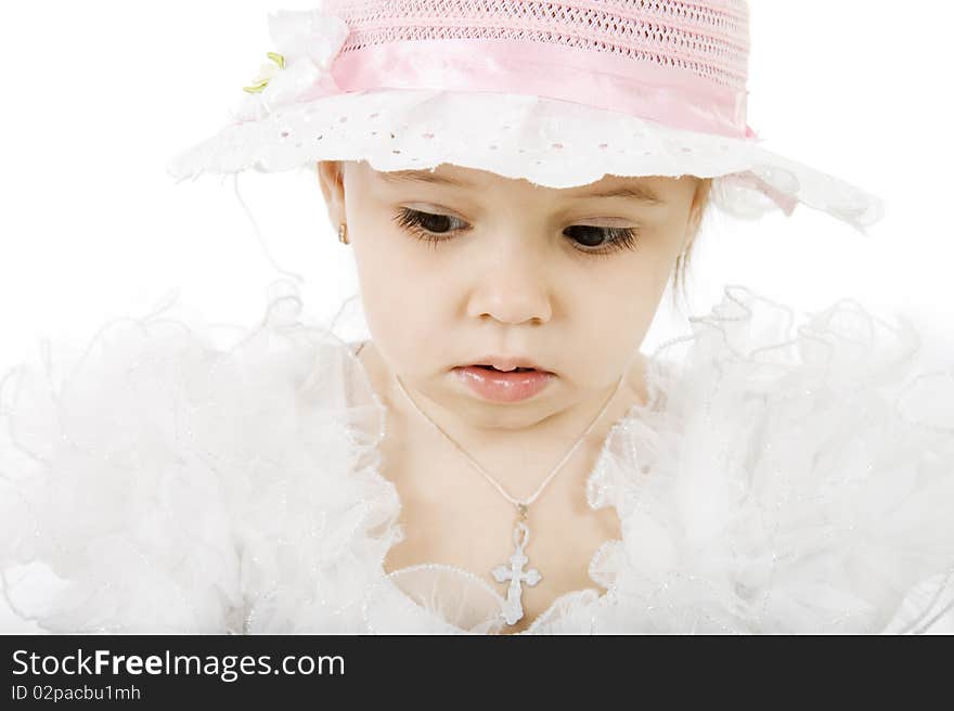 Portrait little girl isolated on white. Portrait little girl isolated on white.