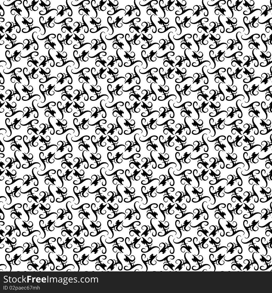 Seamless black and white ornament pattern. Seamless black and white ornament pattern