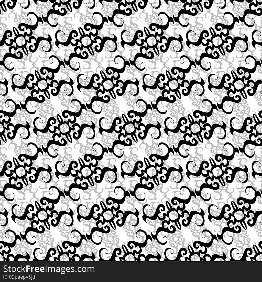 Seamless black and white ornament pattern. Seamless black and white ornament pattern