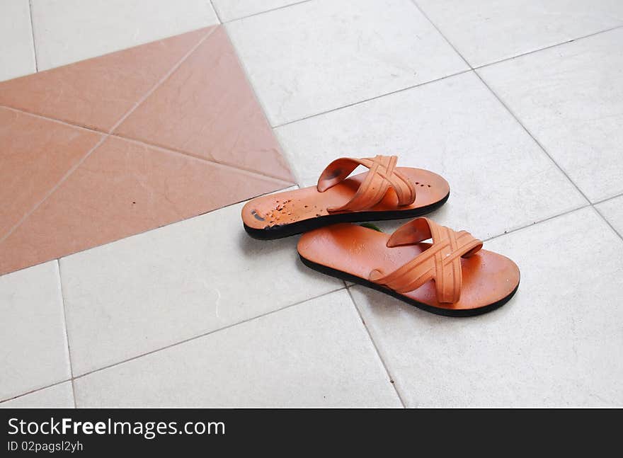 Add red slippers for walking outdoors. Add red slippers for walking outdoors