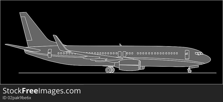 Vector of passenger aircraft on the ramp