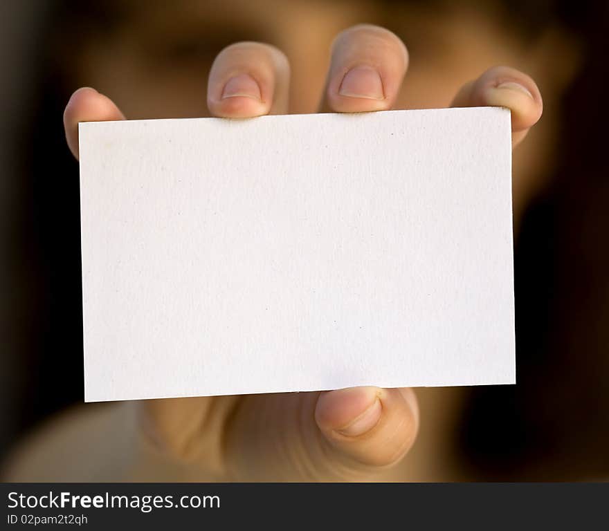 A card blank in a hand .