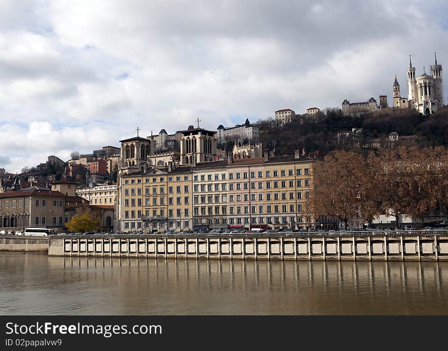 View across the river in Lyon France. View across the river in Lyon France