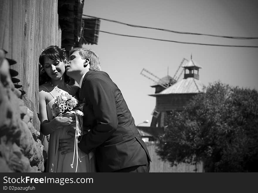 Young and happy in love couple on walk. Young and happy in love couple on walk