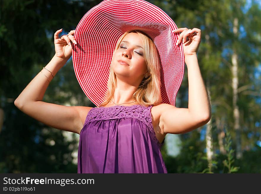 Portrait of attractive girls on the nature