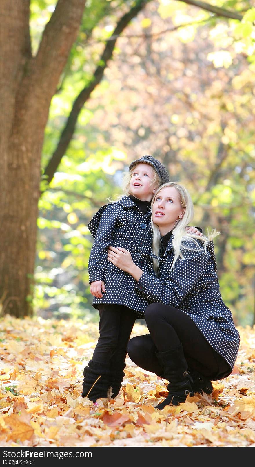 Mother and daughter in park