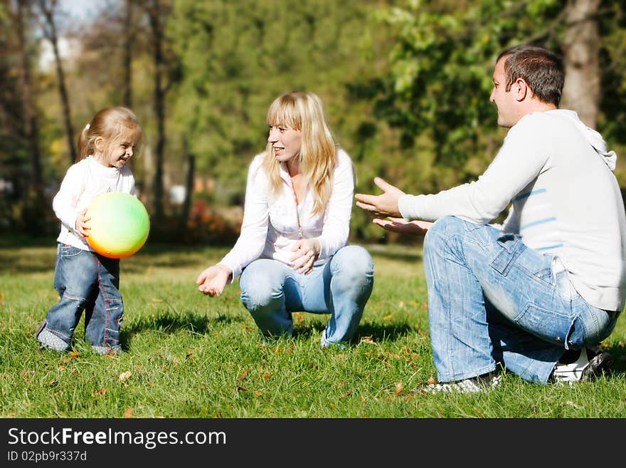 Happy family in park