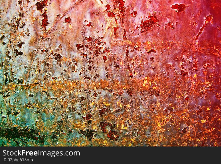 Obsolete surface old colorful metal sheet. Obsolete surface old colorful metal sheet.