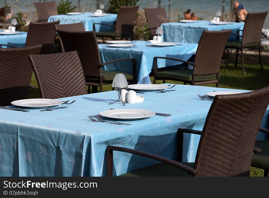 Interior of a summer terrace of restaurant