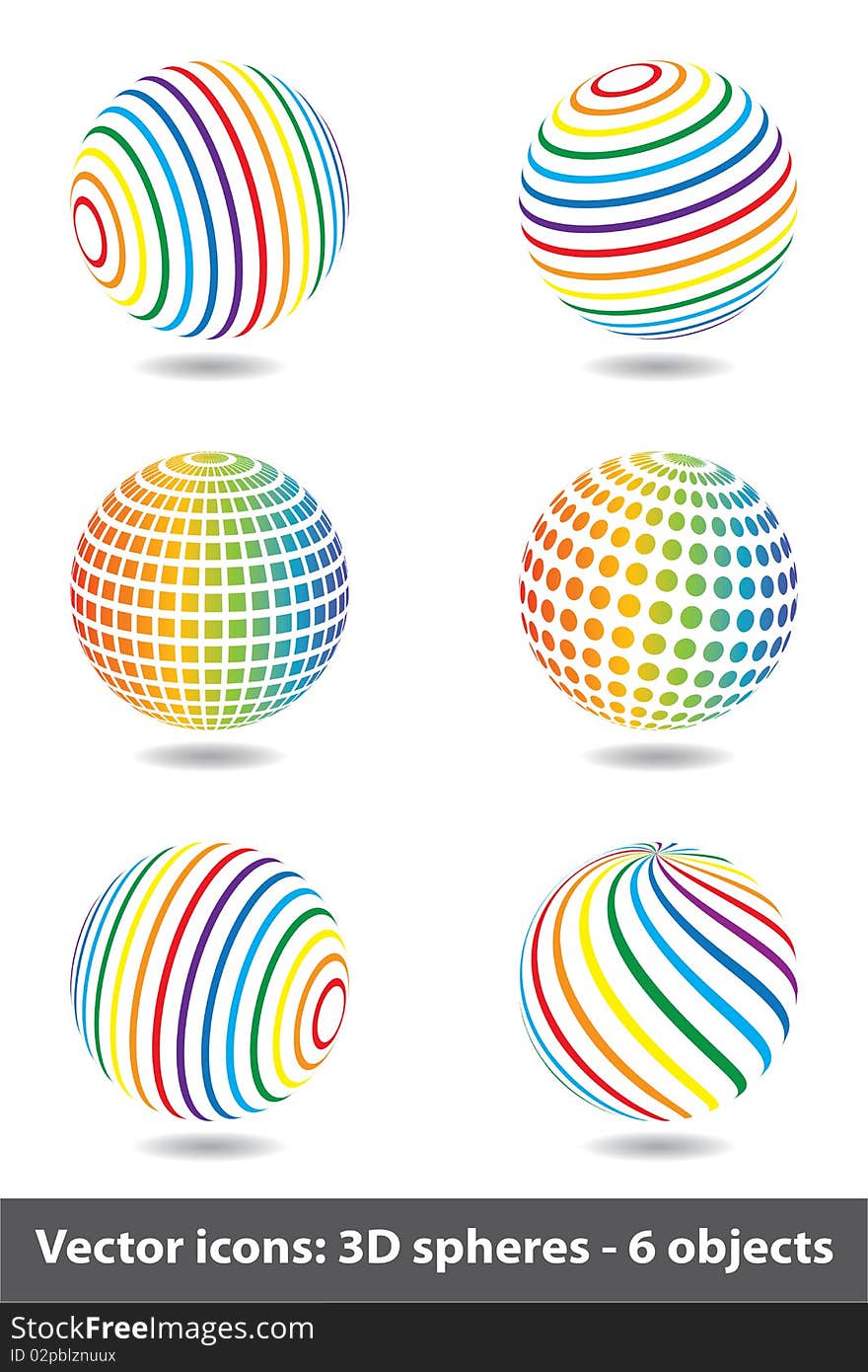 Set of sphere rainbow icons for your design