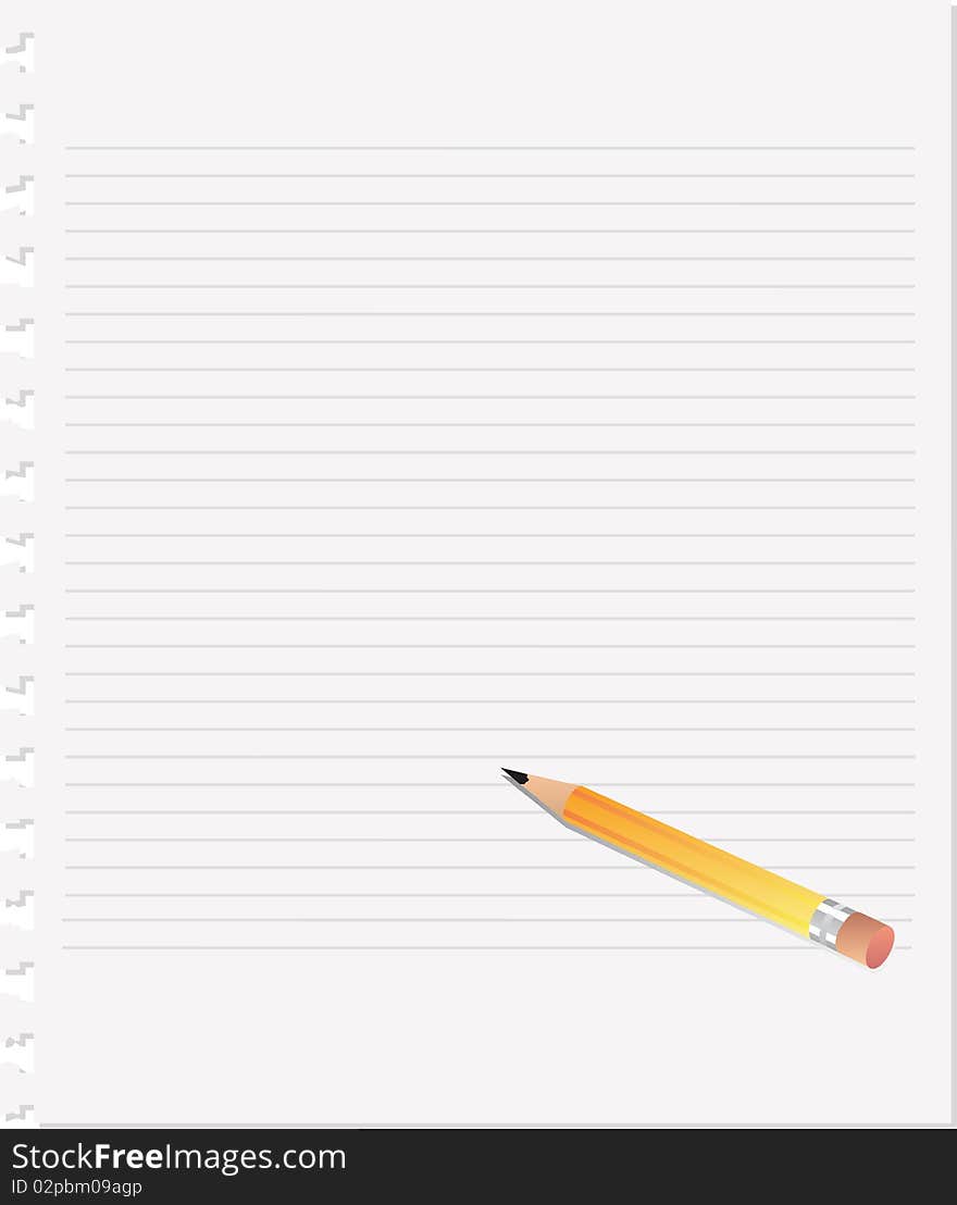 List of paper with a pencil, illustration. List of paper with a pencil, illustration