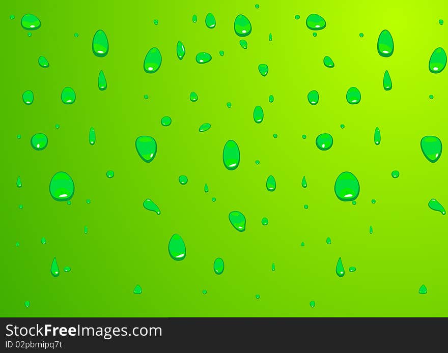 Water drops background in green colors