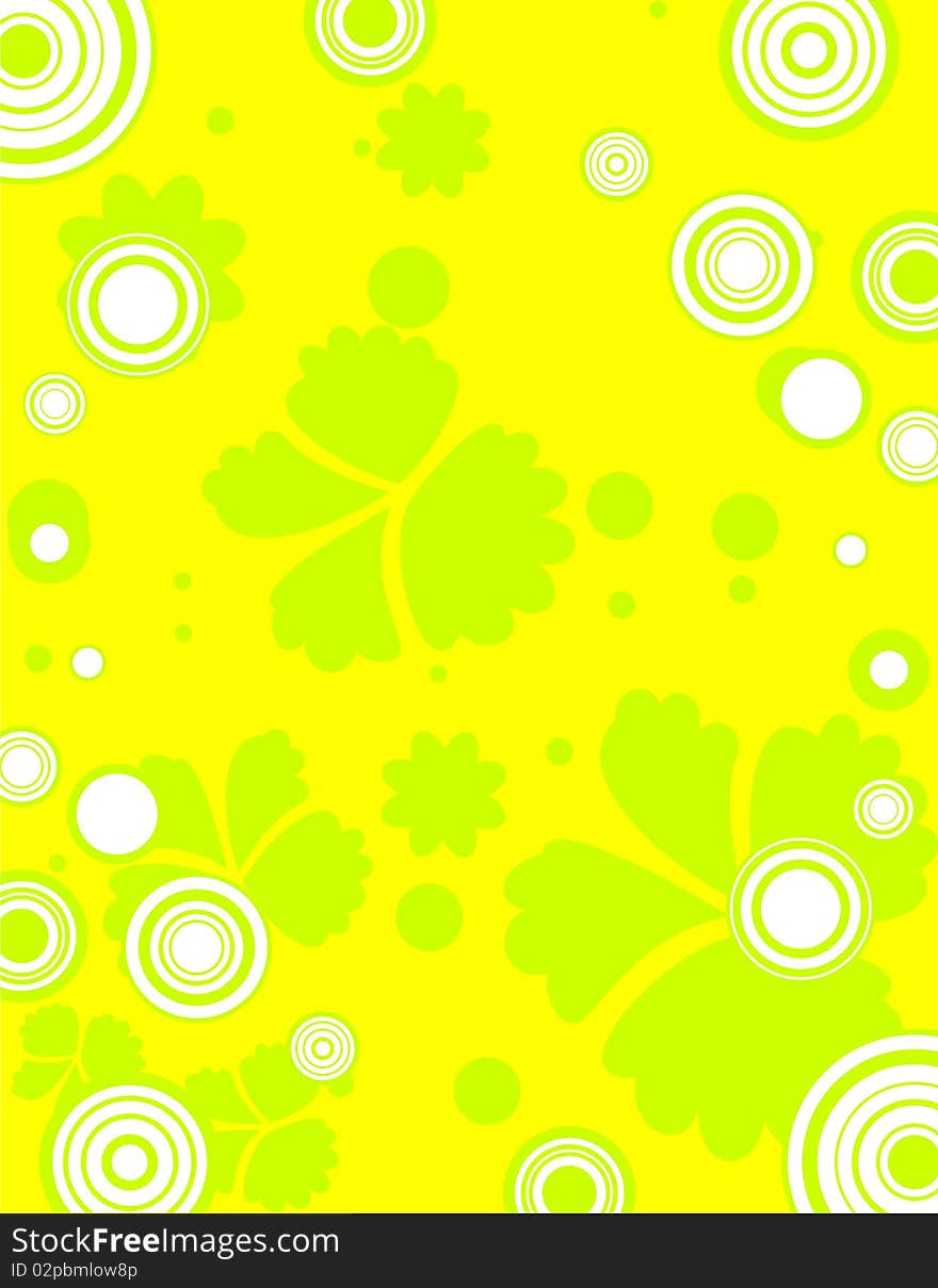 Abstract background with circles and flowers