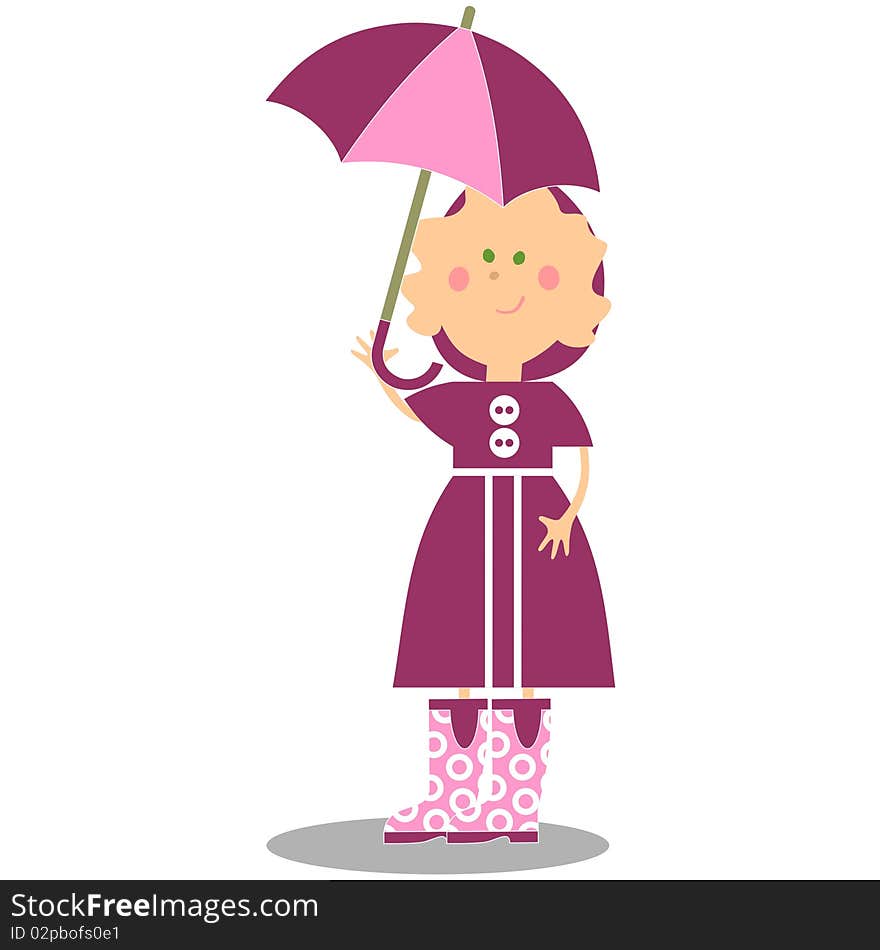 Girl walking with umbrella 17