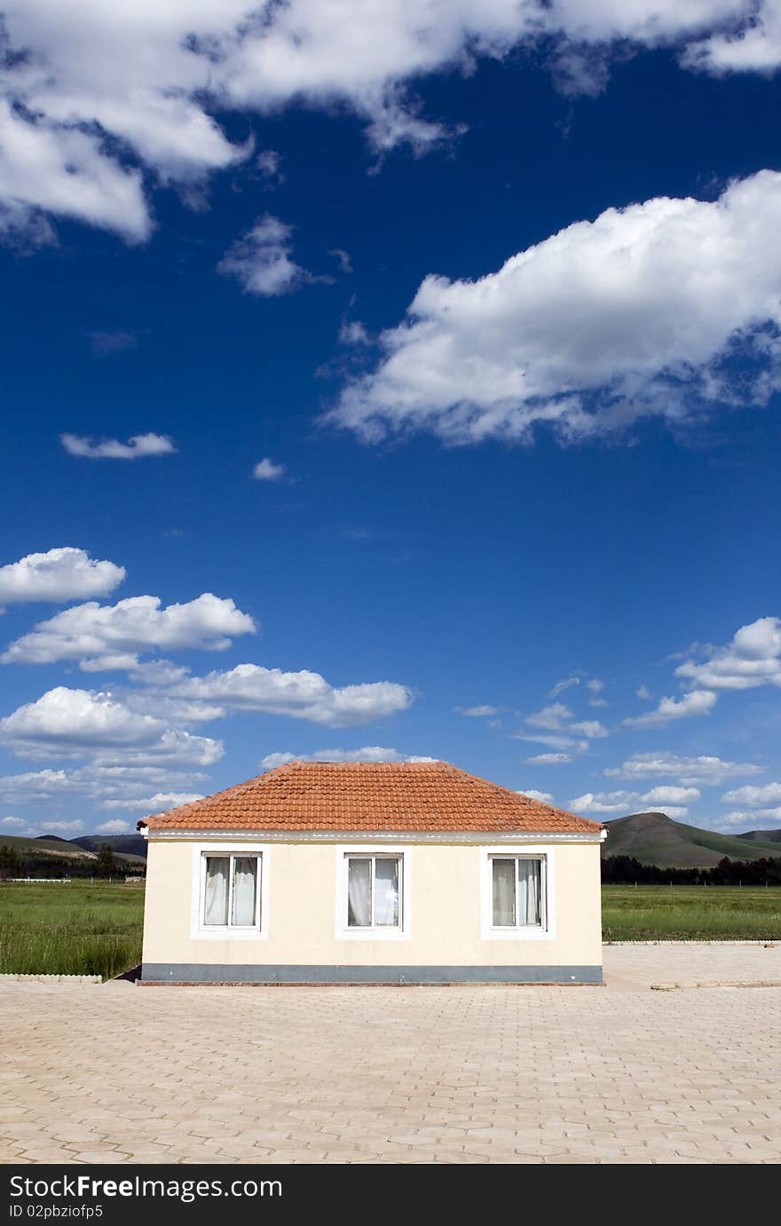 House and blue sky