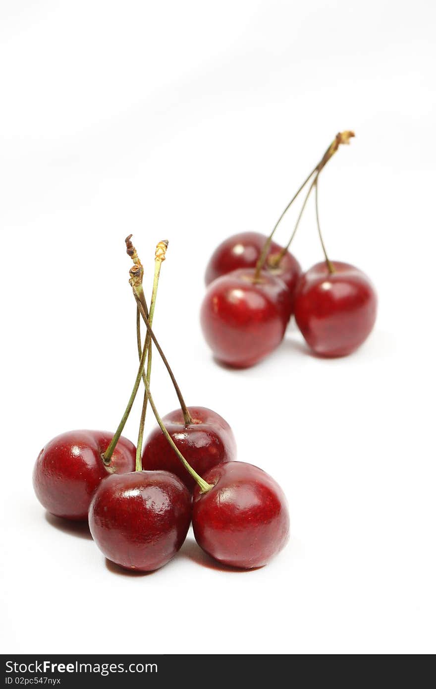 Fresh sweet cherry over white background