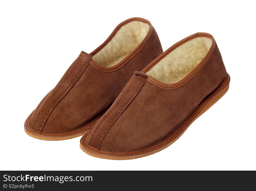 Isolated Brown Comfortable Slippers