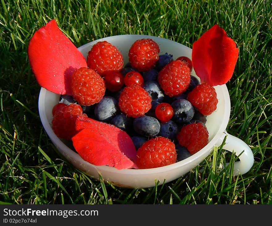 Blueberries and raspberries