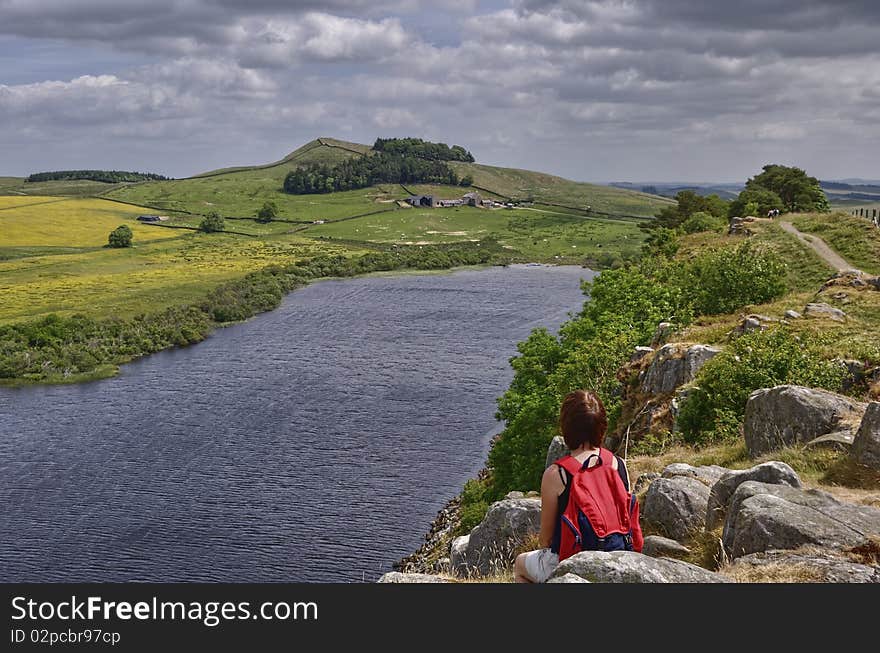 Female Hiker on Hadrian s Wall