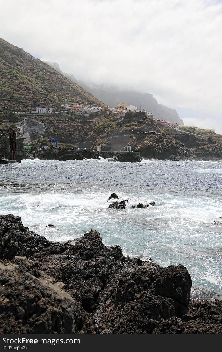 Ocean coast at Garachico in Tenerife, Spain. Ocean coast at Garachico in Tenerife, Spain