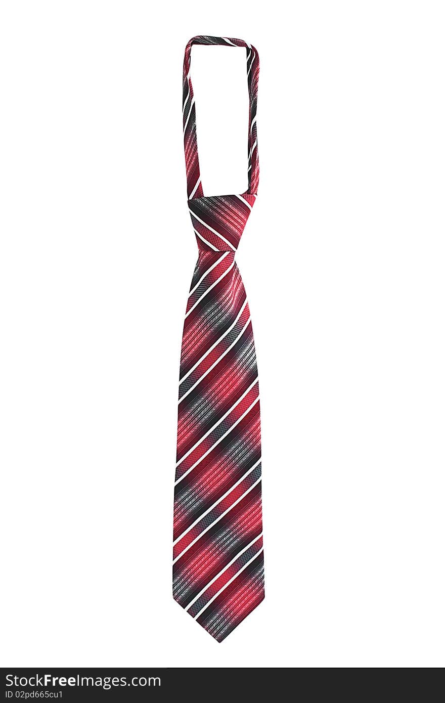 Striped male necktie isolated on white background