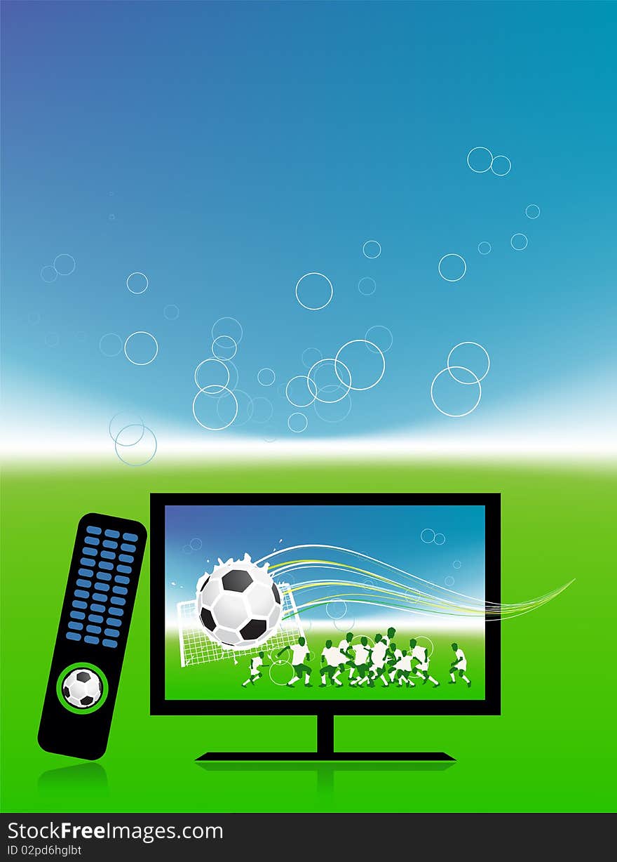 Football match  on tv sports channel, vector illustration