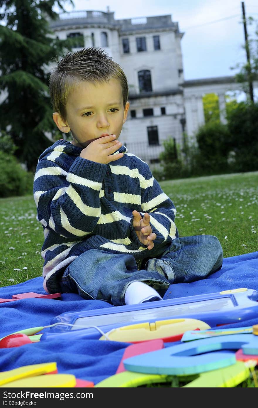 White Boy Thinking In Park