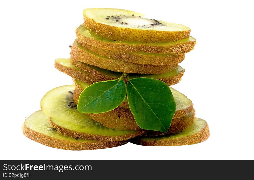 Sliced kiwi fruits isolated on white background