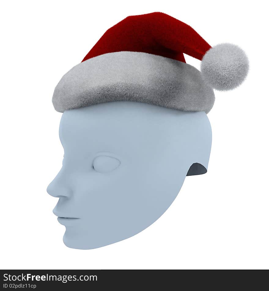 Theatrical mask and Santa's hat. Isolated on white