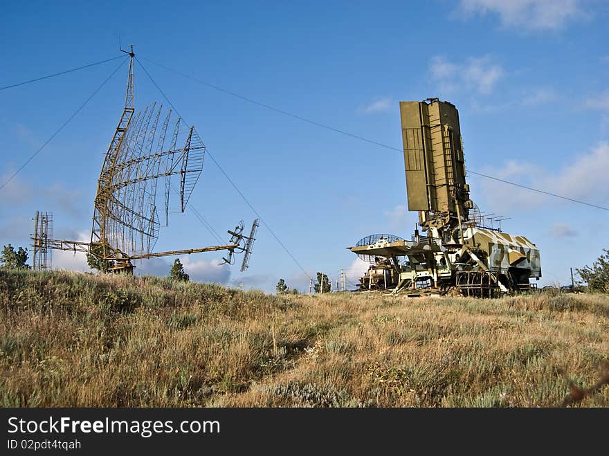 Military Radar And Vehicle Of The Base